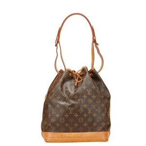 Louis Vuitton Monogram Noe Shoulder Bag Brown Leather